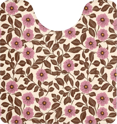 WC mat met uitsparing 55x60 cm - Antislip - Bloemen - Bladeren - Kleurrijk - Toiletmat met uitsnijding - Vloermat - Douchemat - Toilet tapijt - Toiletmatten