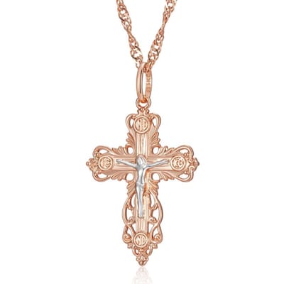 Nouveau Collier Pendentif Croix d'Église Orthodoxe Pour Femmes Hommes Couleur Or Rose Mélange de Charms Bijoux Ethniques Fins Quotidien beige