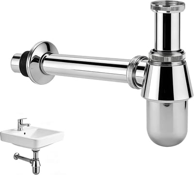 Sifon voor Wastafel 1/4 Inch x 32 mm - Verstelbaar Model met Reinigingsgat en Geurverspreider voor Afvoer in Badkamer en Keuken