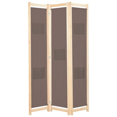 vidaXL - Kamerscherm - met - 3 - panelen - 120x170x4 - cm - stof - bruin