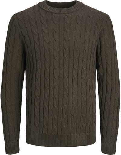 Jack & Jones - Heren Trui Ross Knit Crew Neck - Bruin - Maat M