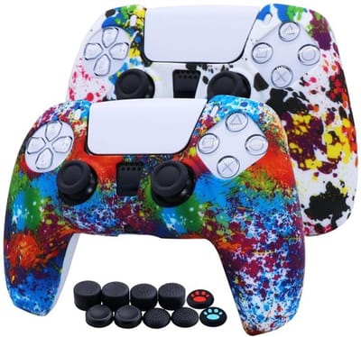 Controller Skin Zweetbestendig - Siliconen Cover - Antislip Hoes - Stofdicht - 2-Pack - Inclusief 10 Duimgrepen - Controllerhoes