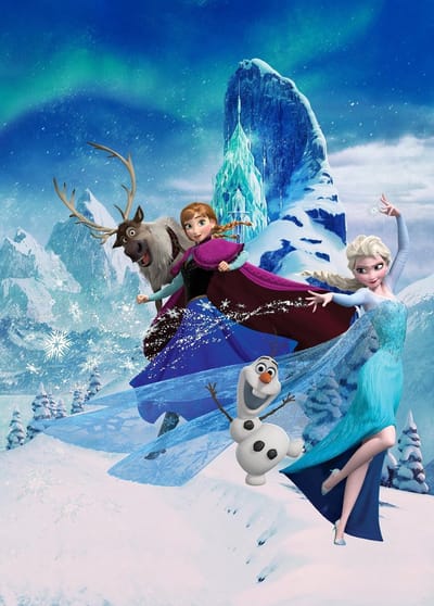 Fotobehang Frozen - Elsa - Anna - Prinsessenkamer - olaf en sven - ijsberg - blauw - sneeuw - fotowand - Disney behang - 200 x 280 cm