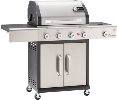 Landmann Triton MaxX PTS 4.1 Barbecue - Gas - Gietijzeren Roosters - Zilver - 4 Pits - Gas BBQ - Gasbarbecue