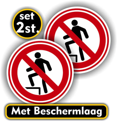Jerma - Niet op gaan staan - Sticker - Set 2 st - Ø 10 cm - Zelfklevend - Weerbestendig - Vinyl