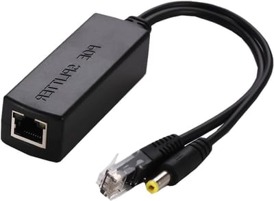PoE Adapter Splitter - Power Ethernet - Netwerk Uitbreiding - 48V naar 12V Conversie - 24W Vermogen - Zwart