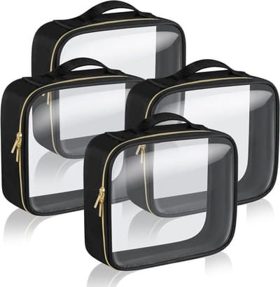 Waterdichte PVC Toilettas Set van 4 - Transparante Reistas voor Make-up en Toiletartikelen, 25x22x3.5cm