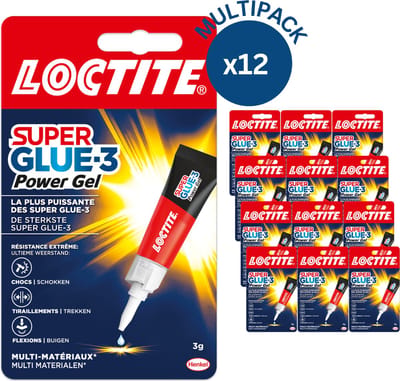 Loctite Power Gel 12 x 3 g | Multifunctionele en Druppelvrije Lijm | Sterke Hechting voor Diverse Materialen | Geen Druppels of Vlekken | Ideaal voor Allerlei Toepassingen