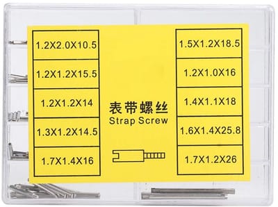 Dailygoods- Horlogebandschroeven 10 Maten - Schroevenset - Horlogereparatiegereedschap - Metalen Schroeven - Opbergkoffer - Professioneel Gebruik - Horlogeschroeven