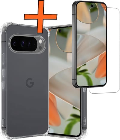 Hoes - Met Screenprotector - Geschikt voor Google Pixel 10 Pro - Sterk & Shockproof - Siliconen Case - Back Cover - Telefoon Hoes - Shock Proof - Transparant