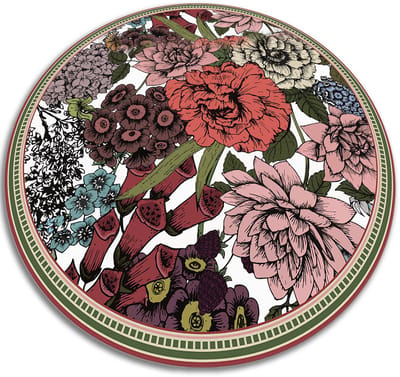 Tulup Vinyl Tapijt - Diverse bloemen PVC Floor Mat - 50 cm - Rood PVC Vloer Mat - Ronde Vloerkleed Vinyl - Haltapijt - Keukentapijt