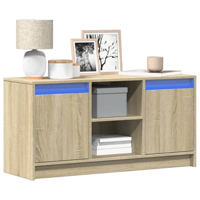 vidaXL - Tv-meubel - met - LED - 100x34x50 - cm - bewerkt - hout - sonoma - eikenkleurig
