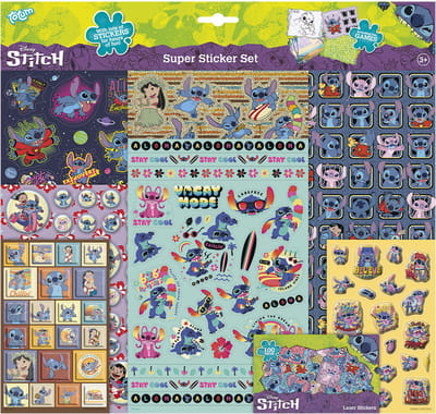 Disney Stitch stickers - Totum super stickerset XL 7 vellen | speelgoed knutselen en stickeren meisjes en jongens - incl. luxe stickers en spelletjes