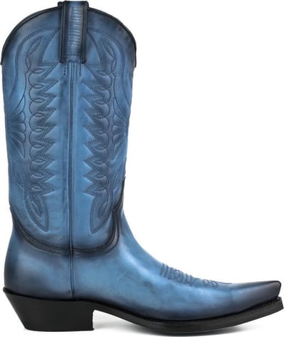 Mayura Boots 1920 / Blauw Spitse Cowboy Western Line Dance Dames Heren Laarzen Schuine Hak Echt Leer Maat EU 37