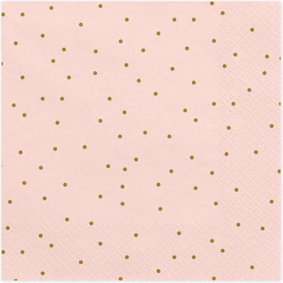 PARTYDECO - 20 lichtroze papieren servetten met gouden stippen 33 x 33 cm