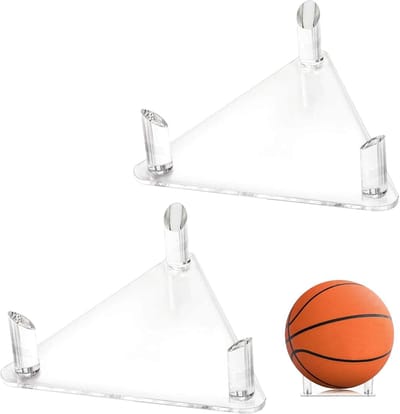 2 x Acryl voetbalstandaards | acryl balstandaard | balstandaard | displaystandaards | voor rugbyballen, basketbal, volleybal, rugbyballen (transparant)|Cyslmuk®