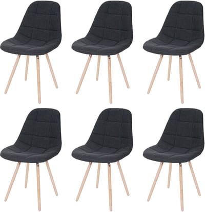 Set van 6 eetkamerstoelen MCW-A60 II, keukenstoel, retro jaren 50 ontwerp ~ stof/textiel donkergrijs