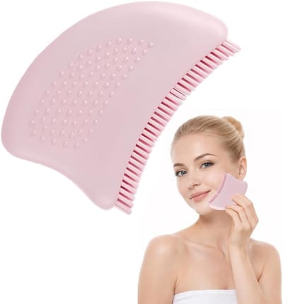Lymfedrainage Borstel voor Gezichtsmassage, Contouren en Kaaklijn Modellering met Zachte Silicone (Roze)