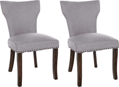 CLP Zadar Set van 2 eetkamerstoelen - Klassiek - Houten stoel - Zonder armleuning - Stof - grijs antiek donker