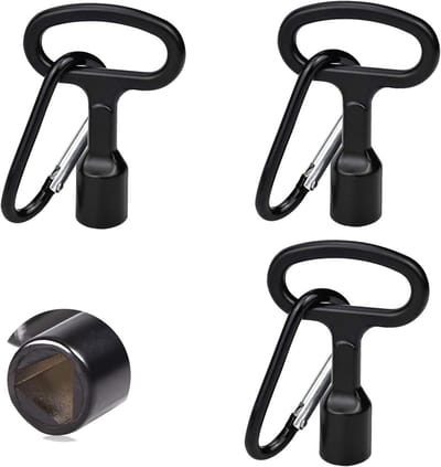 Triangulaire sleutel 3-delig - 8mm opening - met carabiner - ideaal voor sorteerbakken - SnelShoppen