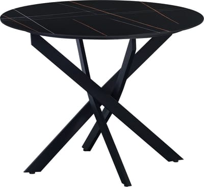 Dimehouse Eettafel Vivian marmerlook zwart 150 x 150 x 76 cm - Marmer - Modern - Rond