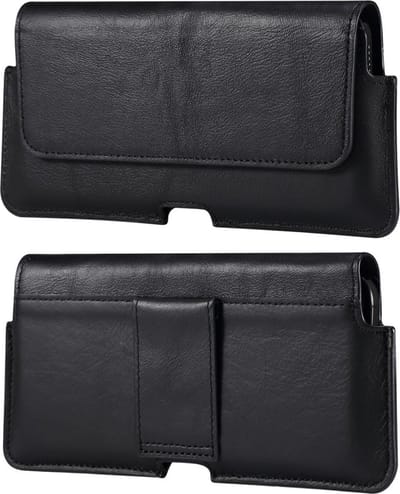 Coverup Universele Leren Riemclip Case voor Smartphones - 6,1 inch - Zwart