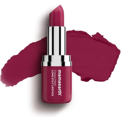 Mamaearth Creamy Matte Long Stay Lippenstift 4,2g Pak van 1 Cranberry Crush Intense Kleur Niet-uitdrogend