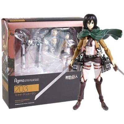 Nieuw op voorraad Attack on Titan Figma Handheld Mobiele Pop Liwei Allen Kapitein Mikasa Verzamelbare Actiefiguur Speelgoed Cadeau Premium Kwaliteit gray