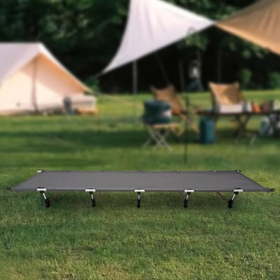 Opvouwbaar campingbed - Inklapbaar veldbed - Outdoor slapen - Ultralicht aluminium - 190x65x15 cm - Grijs