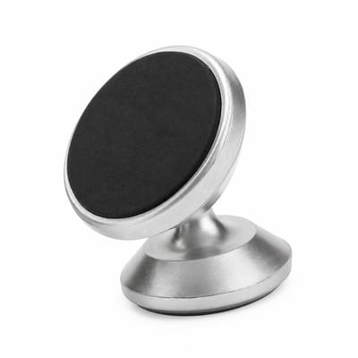 Telefoonhouders auto: zilverkleurige magnetische telefoonhouder met zelfklevende voet