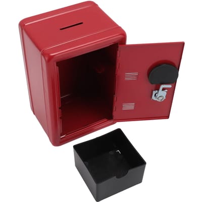 Mini Coffre-fort Rouge Forme Dictionnaire Tirelire Métallique avec Serrure Clé Mot de Passe pour Pièces black
