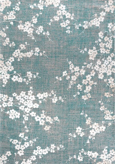 Wasbaar Binnen & Buiten Vloerkleed - 80 x 150 cm - Louis De Poortere Sakura Lake Blue - Laagpolig Tapijt - Gerecycled PET - Made in Belgium - Circulair