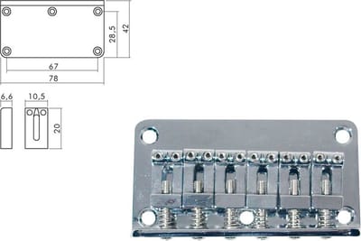 Gitaar brug-staartstuk Boston B-1506-C Stallion 10.5mm chroom