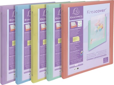 Exacompta 20x Ringband 4 ringen 15mm polypropyleen Kreacover Pastel - A4 - Geassorteerd - 51279E