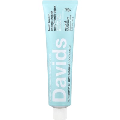 Davids Fluoridevrije Tandpasta Whitening – SLS Vrij – Antiplaque & Glazuurversterkend – Natural Spearmint – 149g
