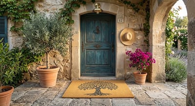 Maison Elara Kokos deurmat met antislip PVC - Tree of Life motief - Vuilvangmat voor binnen en buiten - 40x70 cm