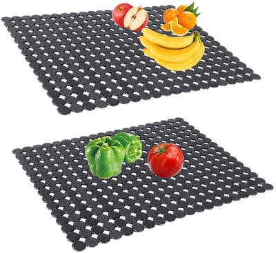 2 stuks PVC-afdruppam, op maat te snijden, beschermend voor keukenspoelbak, 30 x 40 cm (zwart) Product_type: afdruipmat