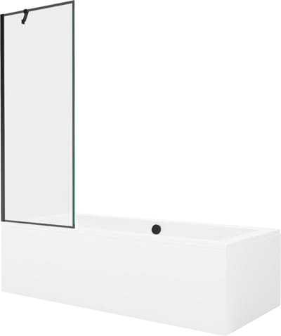 Mexen Cube rechthoekig bad 170 x 80 met ombouw en 1-vleugelige scherm 70 , zwart patroon - 550517080X9507007070