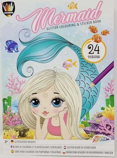 Glitter Kleurboek en Stickerboek Zeemeermin 24 Pagina's - Kleurboek Meisjes - Kleurboek Kinderen - Tekeningen - Inkleuren - Kleurplaat - Colouring Book - Kleurplezier
