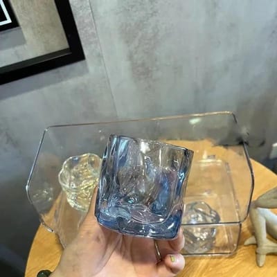1 Stuks Transparante Glazen Mok Glacier Wijn Whiskey Koffiekop Huishoudelijk Drinken Sap Onregelmatige Vorm Bekers Drinkware 101-200ml