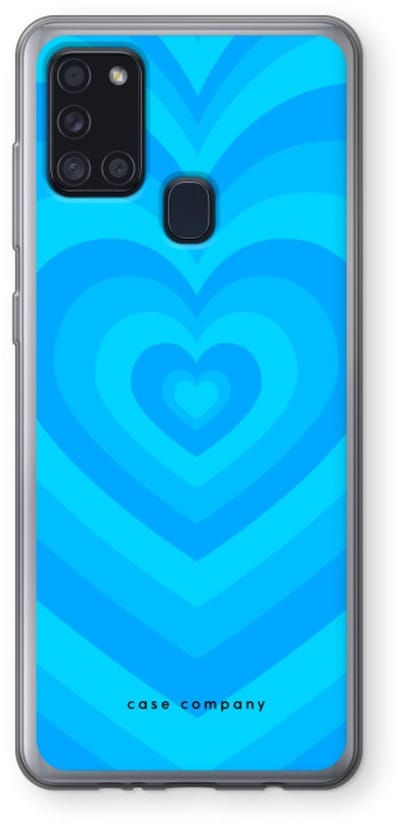 Case Company® - Hoesje geschikt voor Samsung Galaxy A21s hoesje - Hart Blauw - Soft Cover Telefoonhoesje - Bescherming aan alle Kanten en Schermrand