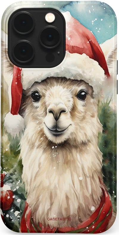 Casetastic hoesje geschikt voor Apple iPhone 14 Pro Max - MagSafe - Dubbellaagse bescherming - Kerst Lama - Fashion Case - Taupe Lichtgrijs Donkergrijs Saliegroen