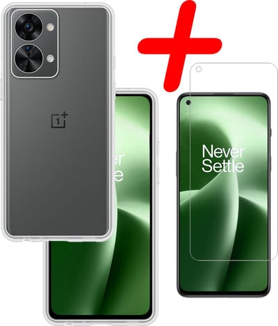 Hoesje Met Screenprotector - Geschikt voor OnePlus Nord 2T - Sterk & Shockproof - Back Cover - Siliconen Case - Telefoon Hoes - Transparant