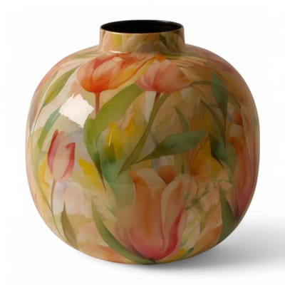 WinQ- Vaas Celestial 25cm-Vaas voor bloemen-metalen vazen-vaas met bloemenprint