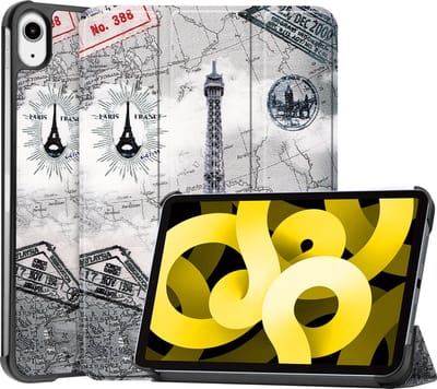 Hoes - Geschikt voor Apple iPad Air 5 (2022) - 10.9 inch - 5e Generatie - M1 - Dun & Stevig - Trifold Bookcase - Hard Cover - Hardcover Book Case - Tablet Hoesje - Eiffeltoren