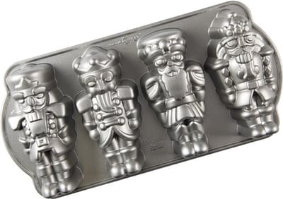 Bakvorm "Nutcracker Sweets Cakelet Pan" - Nordic Ware | Sparkling Silver Holiday