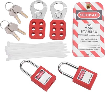 Elektrische lockout-tag-outkit - loto lockout-tagout-kit - veiligheidssloten - haspen - tas voor veiligheidsuitrusting .
