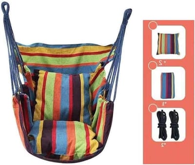 Hangmat Stoel - Schommelstoel Hangstoel - Ontspannen Lezen - Met Twee Kussens - 100x130cm - Geel