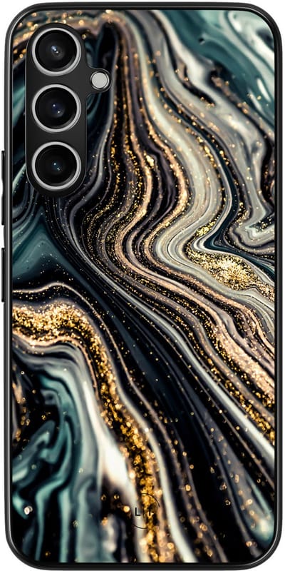Leuke Telefoonhoesjes - Hoesje geschikt voor Samsung Galaxy S23 FE - Marmer swirl - Backcover zwart - Marmer - Multi