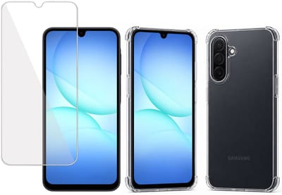 Hoesje met Screenprotector - Geschikt voor Samsung Galaxy A17 - Extreme Shockproof - Tempered Glass - Siliconen Case - Transparant - TechNow